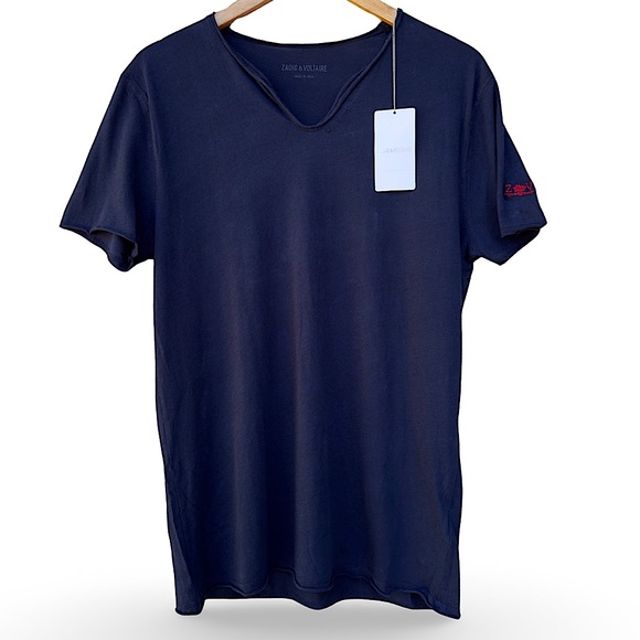 Zadig & Voltaire Other - Zadig & Voltaire Monas SS Cotton Tee, Tunisian Collar, in Marine